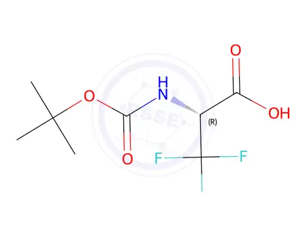 Chemical structure of (R)-2-((tert-Butoxycarbonyl)amino)-3,3,3-trifluoropropanoic acid
