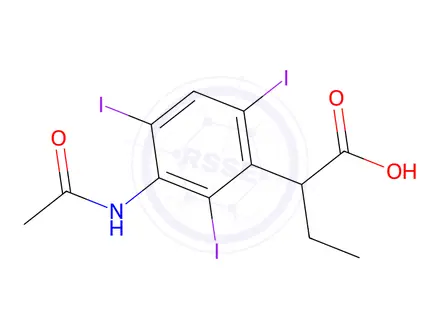 Chemical structure of 2-(3-Acetylamino-2,4,6-triiodophenyl)butyric acid