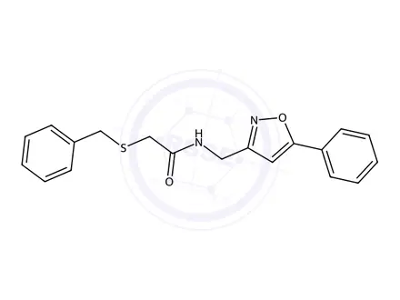 Chemical structure of 2-(Benzylthio)-N-((5-phenylisoxazol-3-yl)methyl)acetamide