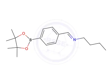 Chemical structure of (E)-N-(4-(4,4,5,5-Tetramethyl-1,3,2-dioxaborolan-2-yl)benzylidene)butan-1-amine