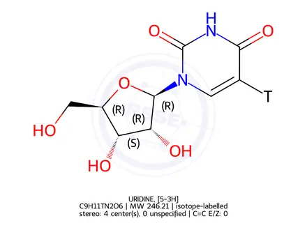 Chemical structure of URIDINE, [5-3H]