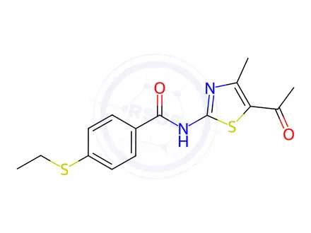 Chemical structure of N-(5-Acetyl-4-methylthiazol-2-yl)-4-(ethylthio)benzamide