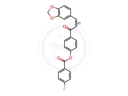 Chemical structure of 4-[(2Z)-3-(2H-1,3-Benzodioxol-5-yl)prop-2-enoyl]phenyl 4-fluorobenzoate