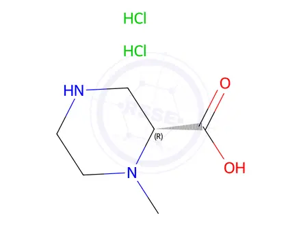 Chemical structure of (2R)-1-methylpiperazine-2-carboxylic acid;dihydrochloride