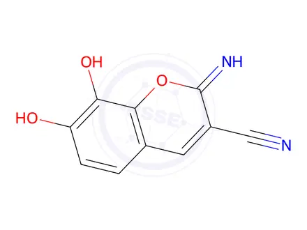 Chemical structure of 2H-1-Benzopyran-3-carbonitrile, 7,8-dihydroxy-2-imino-(9CI)