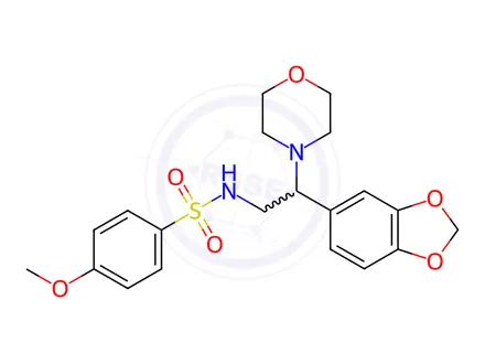 Chemical structure of N-[2-(1,3-benzodioxol-5-yl)-2-morpholin-4-ylethyl]-4-methoxybenzenesulfonamide