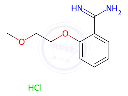 Chemical structure of 2-(2-methoxyethoxy)benzene-1-carboximidamide hydrochloride