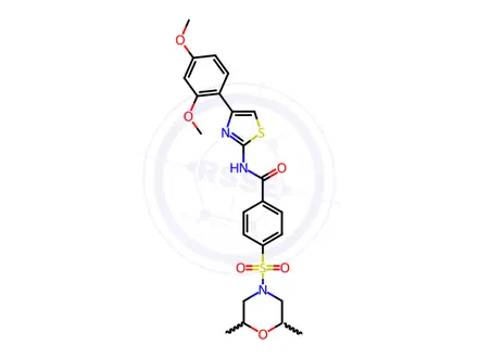 Chemical structure of Benzamide, N-?[4-?(2,?4-?dimethoxyphenyl)?-?2-?thiazolyl]?-?4-?[(2,?6-?dimethyl-?4-?morpholinyl)?sulfonyl]?-