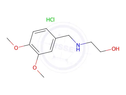 Chemical structure of 2-((3,4-Dimethoxybenzyl)amino)ethan-1-ol hydrochloride