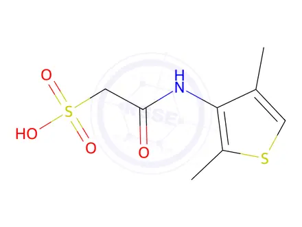 Chemical structure of 2-((2,4-dimethylthiophen-3-yl)amino)-2-oxoethane-1-sulfonic acid