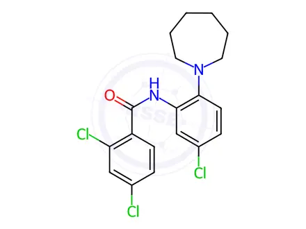 Chemical structure of N-(2-(azepan-1-yl)-5-chlorophenyl)-2,4-dichlorobenzamide