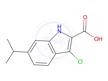Chemical structure of 3-Chloro-6-(1-methylethyl)-1H-indole-2-carboxylic Acid