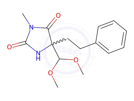Chemical structure of 5-(Dimethoxymethyl)-3-methyl-5-phenethylimidazolidine-2,4-dione