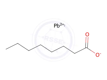 Chemical structure of octanoic acid, lead salt