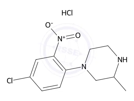Chemical structure of 1-(4-Chloro-2-nitrophenyl)-3-methylpiperazine hydrochloride
