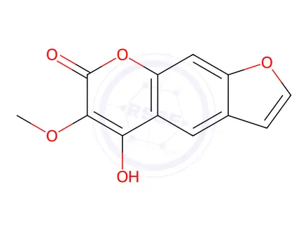 Chemical structure of 5-Hydroxy-6-methoxy-7H-furo[3,2-g][1]benzopyran-7-one
