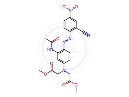 Chemical structure of Glycine, N-3-(acetylamino)-4-(2-cyano-4-nitrophenyl)azophenyl-N-(2-methoxy-2-oxoethyl)-, methyl ester