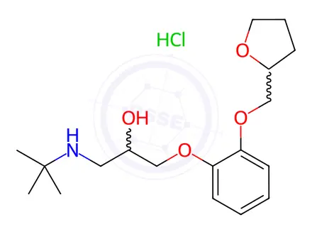Chemical structure of tert-butyl[2-hydroxy-3-[2-[(tetrahydro-2-furyl)methoxy]phenoxy]propyl]ammonium chloride