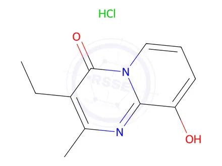 Chemical structure of 3-Ethyl-9-hydroxy-2-methyl-4H-pyrido[1,2-a]pyrimidin-4-one Hydrochloride