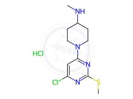Chemical structure of 1-(6-Chloro-2-(methylthio)pyrimidin-4-yl)-N-methylpiperidin-4-amine hydrochloride