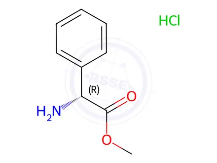 Chemical structure of D-(-)-2-Phenylglycine Methyl Ester Hydrochloride
