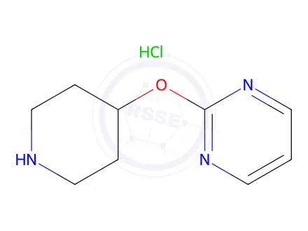 Chemical structure of 2-(piperidin-4-yloxy)pyrimidine hydrochloride