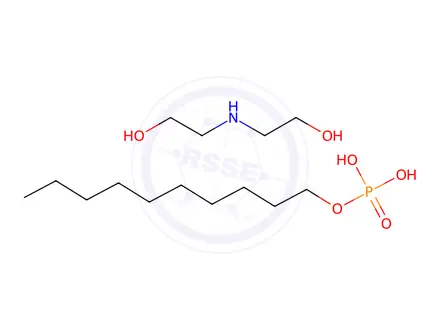 Chemical structure of decyl dihydrogen phosphate, compound with 2,2'-iminodiethanol (1:1)