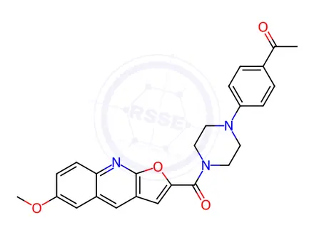 Chemical structure of Ethanone, 1-[4-[4-[(6-methoxyfuro[2,3-b]quinolin-2-yl)carbonyl]-1-piperazinyl]phenyl]-
