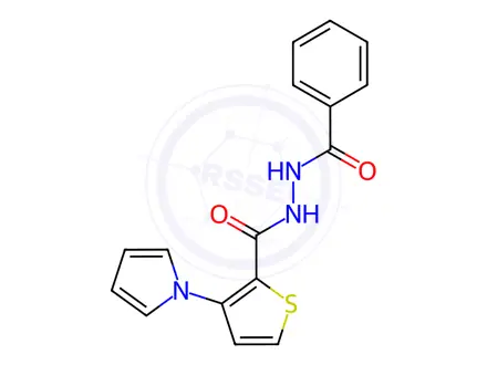 Chemical structure of N'-benzoyl-3-(1H-pyrrol-1-yl)thiophene-2-carbohydrazide
