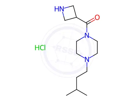 Chemical structure of Azetidin-3-yl(4-isopentylpiperazin-1-yl)methanone hydrochloride