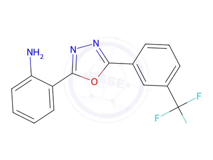 Chemical structure of 2-(5-(3-(Trifluoromethyl)phenyl)-1,3,4-oxadiazol-2-yl)aniline