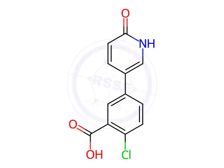 Chemical structure of Benzoic acid, 2-chloro-5-(1,6-dihydro-6-oxo-3-pyridinyl)-