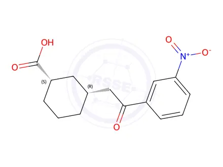 Chemical structure of (1S,3R)-3-(2-(3-nitrophenyl)-2-oxoethyl)cyclohexane-1-carboxylic acid