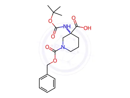 Chemical structure of 1-((Benzyloxy)carbonyl)-3-((tert-butoxycarbonyl)amino)piperidine-3-carboxylic acid