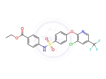 Chemical structure of Ethyl 4-(4-{[3-chloro-5-(trifluoromethyl)pyridin-2-yl]oxy}benzenesulfonamido)benzoate