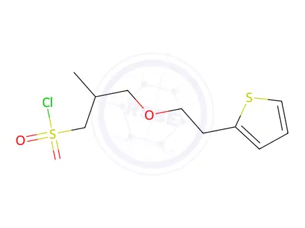 Chemical structure of 2-Methyl-3-(2-(thiophen-2-yl)ethoxy)propane-1-sulfonyl chloride