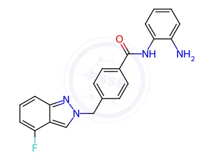 Chemical structure of N-(2-Aminophenyl)-4-((4-fluoro-2H-indazol-2-yl)methyl)benzamide