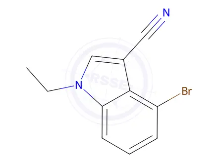 Chemical structure of 1H-Indole-3-carbonitrile, 4-bromo-1-ethyl-