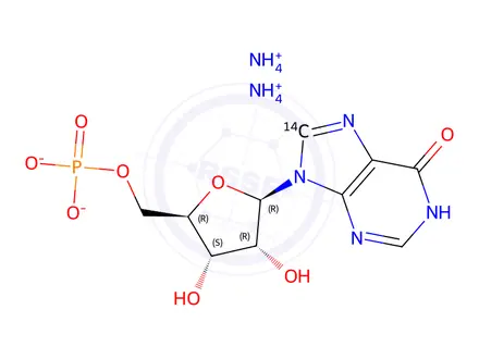 Chemical structure of INOSINE-(8-14C) 5'-MONOPHOSPHATE DIAMMONIUM SALT