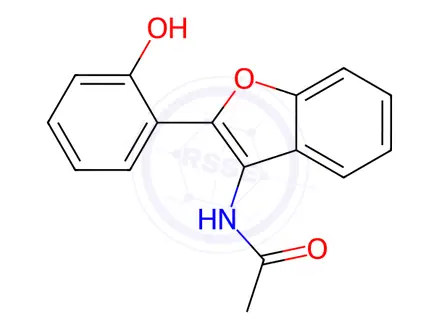 Chemical structure of N-(2-(2-Hydroxyphenyl)benzofuran-3-yl)acetamide