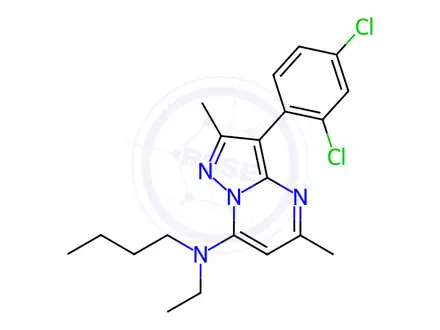 Chemical structure of N-Butyl-3-(2,4-dichlorophenyl)-N-ethyl-2,5-dimethylpyrazolo[1,5-a]pyrimidin-7-amine