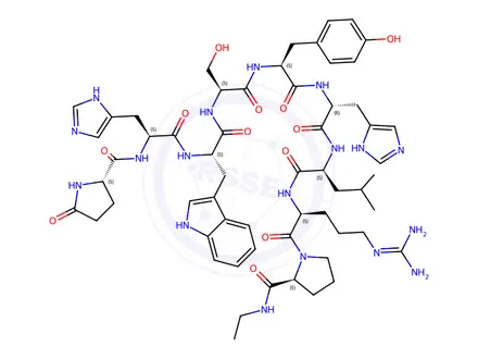Chemical structure of LHRH, His(6)-N-Et-ProNH2(9)-
