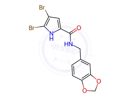 Chemical structure of N-[(2H-1,3-Benzodioxol-5-yl)methyl]-4,5-dibromo-1H-pyrrole-2-carboxamide