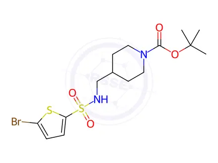 Chemical structure of tert-Butyl 4-((5-bromothiophene-2-sulfonamido)methyl)piperidine-1-carboxylate, 95%