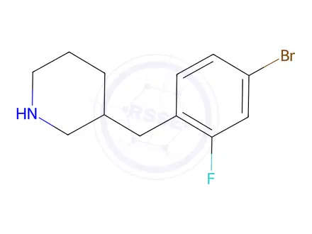 Chemical structure of 3-(4-Bromo-2-fluorobenzyl)piperidine