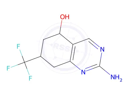 Chemical structure of 2-Amino-7-(trifluoromethyl)-5,6,7,8-tetrahydroquinazolin-5-ol