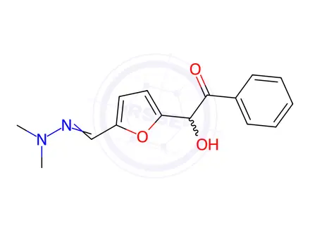 Chemical structure of 2-(5-((2,2-Dimethylhydrazono)methyl)furan-2-yl)-2-hydroxy-1-phenylethanone