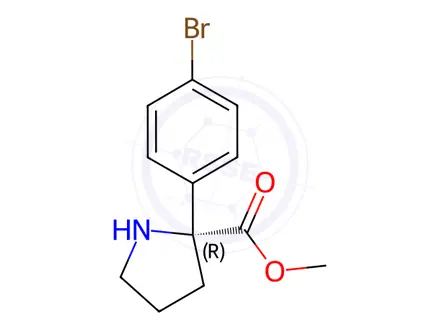 Chemical structure of Proline, 2-(4-bromophenyl)-, methyl ester