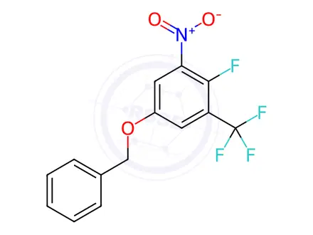 Chemical structure of Benzene, 2-fluoro-1-nitro-5-(phenylmethoxy)-3-(trifluoromethyl)-