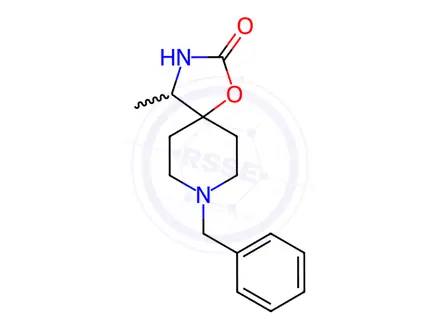 Chemical structure of 1-Oxa-3,8-diazaspiro[4.5]decan-2-one, 4-methyl-8-(phenylmethyl)-